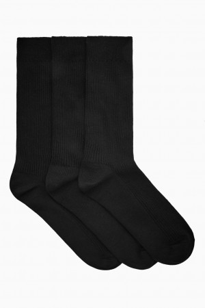 Calcetines COS 3-Pack Acanalado Hombre Negras España Rebajas 473WHGIRD