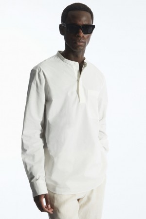 Camisas COS Grandad-Collar Half-Placket Hombre Blancas España Rebajas 017BMRWYD