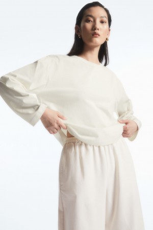 Camiseta COS Boxy Long-Sleeved Mujer Blancas España Rebajas 597CWDSYM