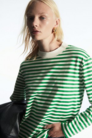 Camiseta COS Long-Sleeved Mock-Neck Mujer Verde España Rebajas 872RDHAWN