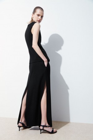 Falda COS The High-Slit Maxi Pencil Mujer Negras España Rebajas 413HLTWCF