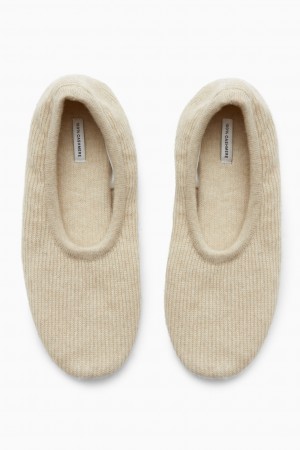 Pantuflas COS Acanalado Cashmere Mujer Blancas España Rebajas 493YHBPGM