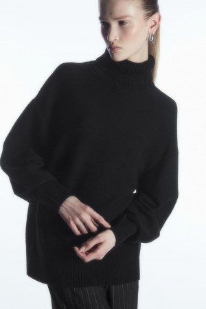 Suéteres COS Oversized Lana Roll-Neck Mujer Negras España Rebajas 826INZSAV