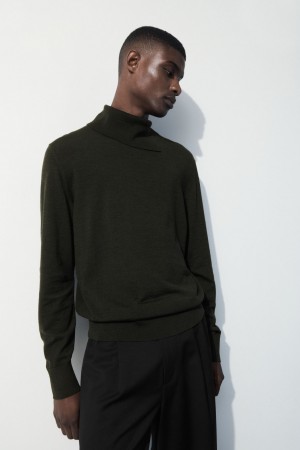 Suéteres COS The Merino Lana Roll-Neck Hombre Verde Oscuro España Rebajas 786PHWTJS