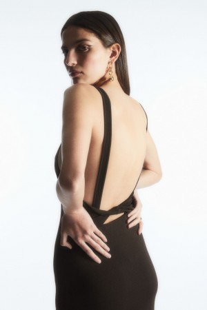 Vestido COS Backless Square-Neck De Punto Mujer Marrones Oscuro España Rebajas 327MZBIWE