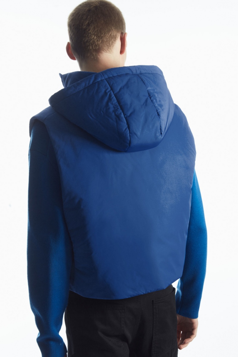 Abrigos COS Buckled-Side Acolchado Encapuchado Gilet Hombre Azules Claro España Rebajas 968EYMWIK