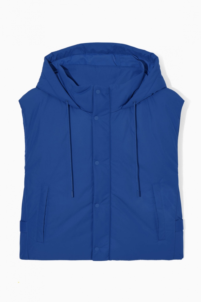 Abrigos COS Buckled-Side Acolchado Encapuchado Gilet Hombre Azules Claro España Rebajas 426GBLWDT