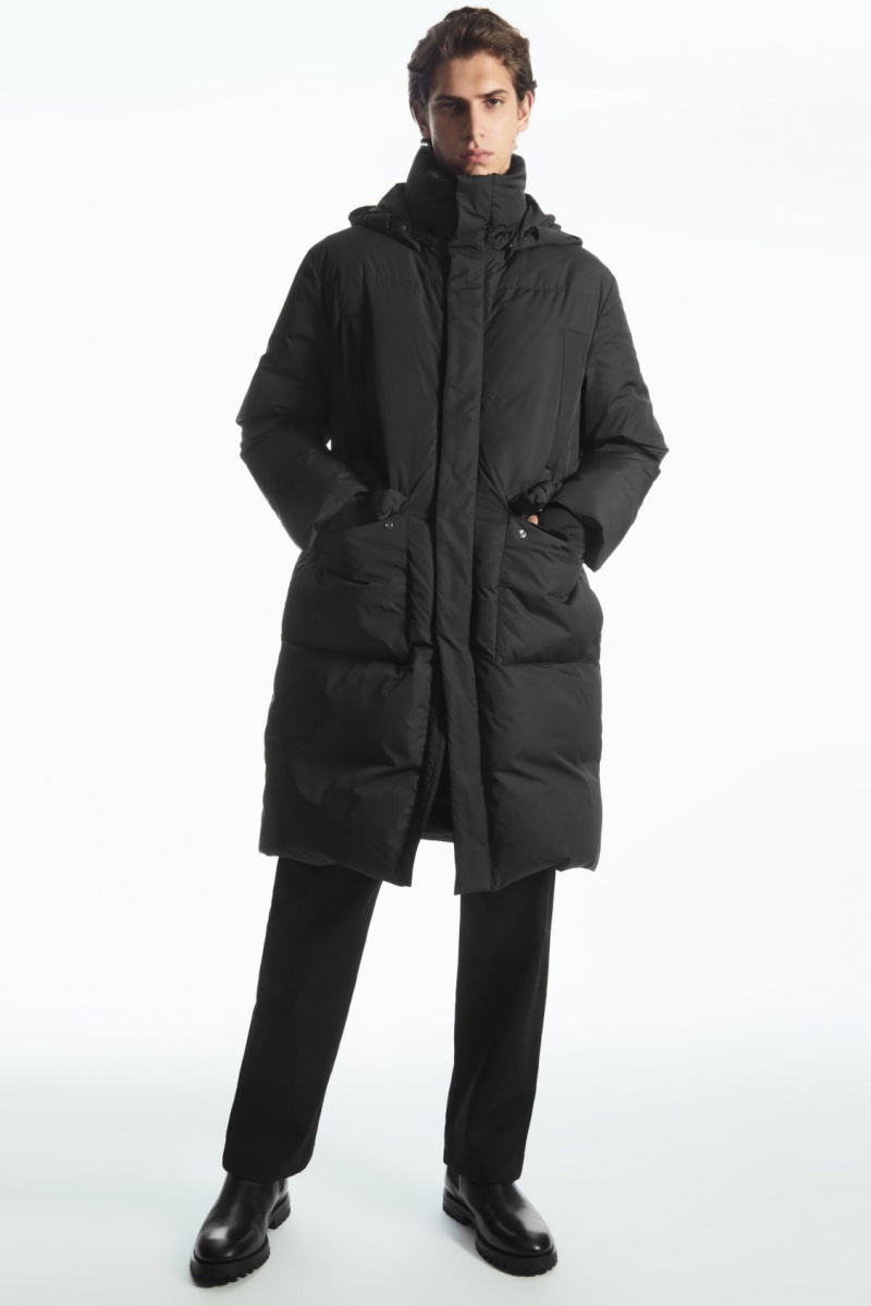 Abrigos COS Recycled-Down Puffer Hombre Negras España Rebajas 513MQVHTS