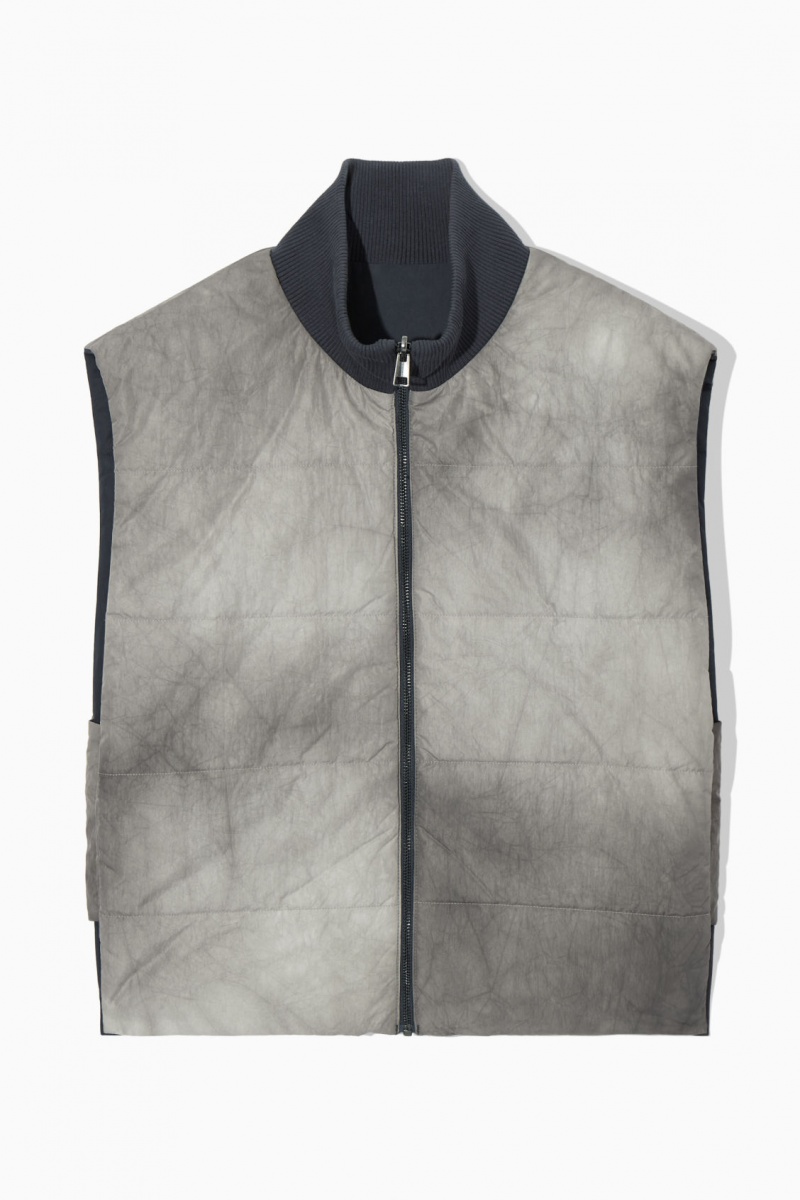 Abrigos COS Reversible Acolchado Utility Gilet Hombre Gris Azul Marino España Rebajas 463QWVZFG