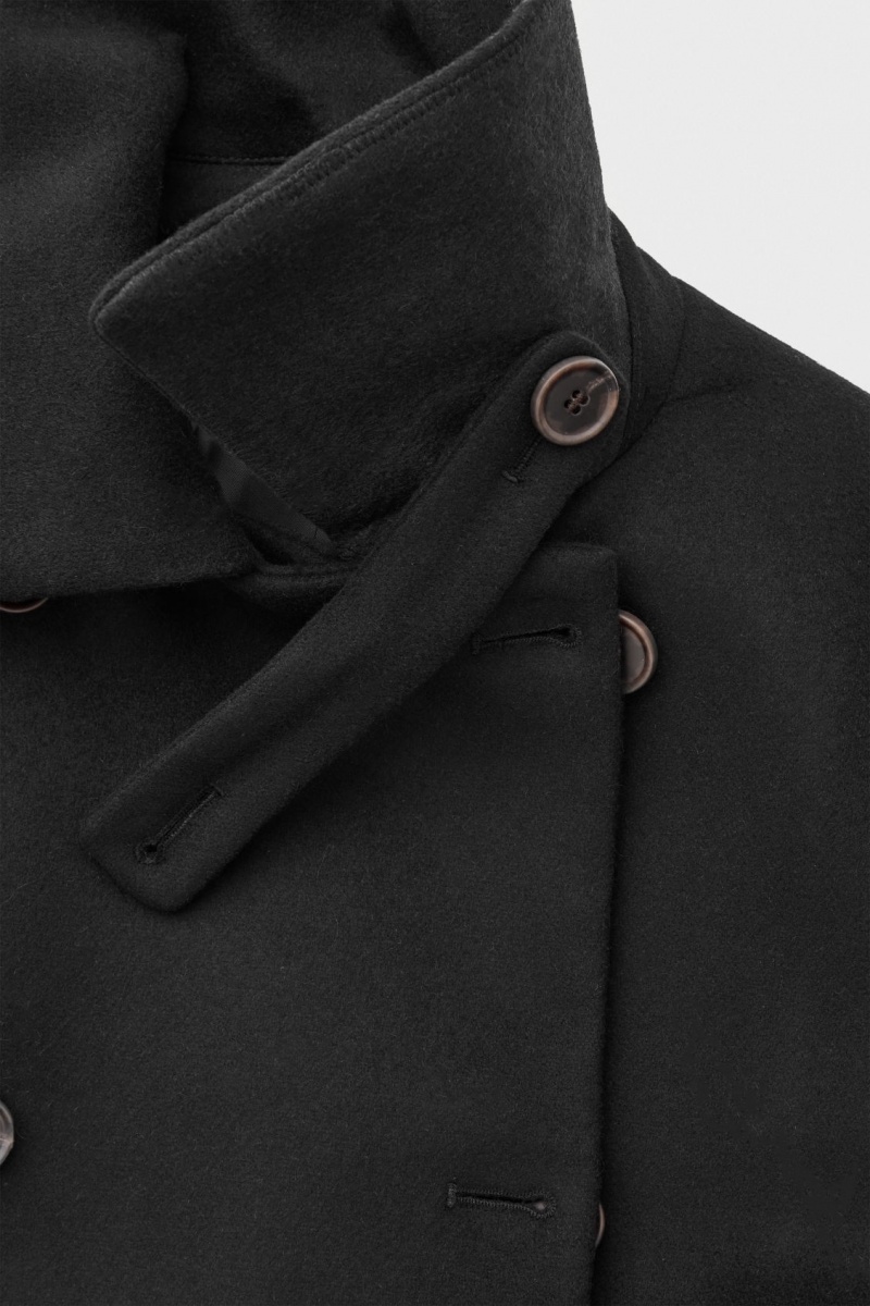 Abrigos COS The Recycled-Cashmere Trench Mujer Negras España Rebajas 723OAGEBF