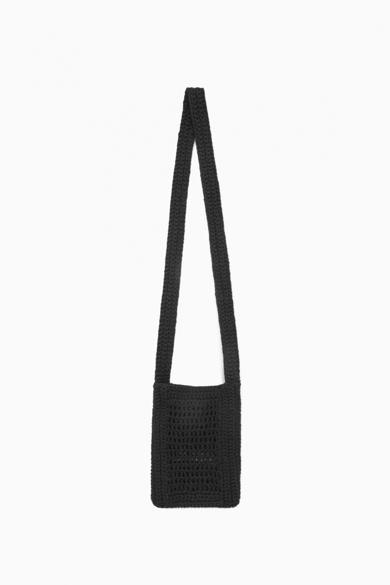 Bolsa Cruzada COS Mini Crochet Hombre Negras España Rebajas 514AIFODY