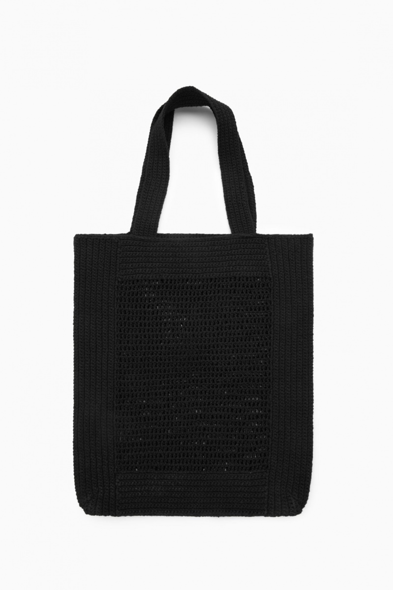 Bolso Tote COS Oversized Crochet Hombre Negras España Rebajas 835WVAROH