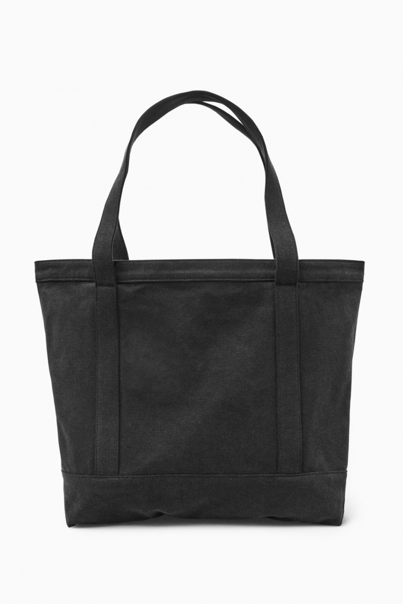 Bolso Tote COS Washed-Algodon Hombre Negras España Rebajas 182YULCJE