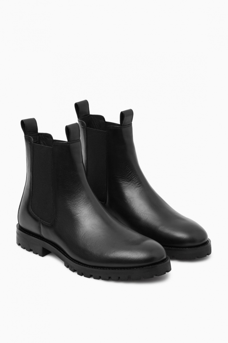 Botas Chelsea COS Cuero Hombre Negras España Rebajas 046BNVZSE