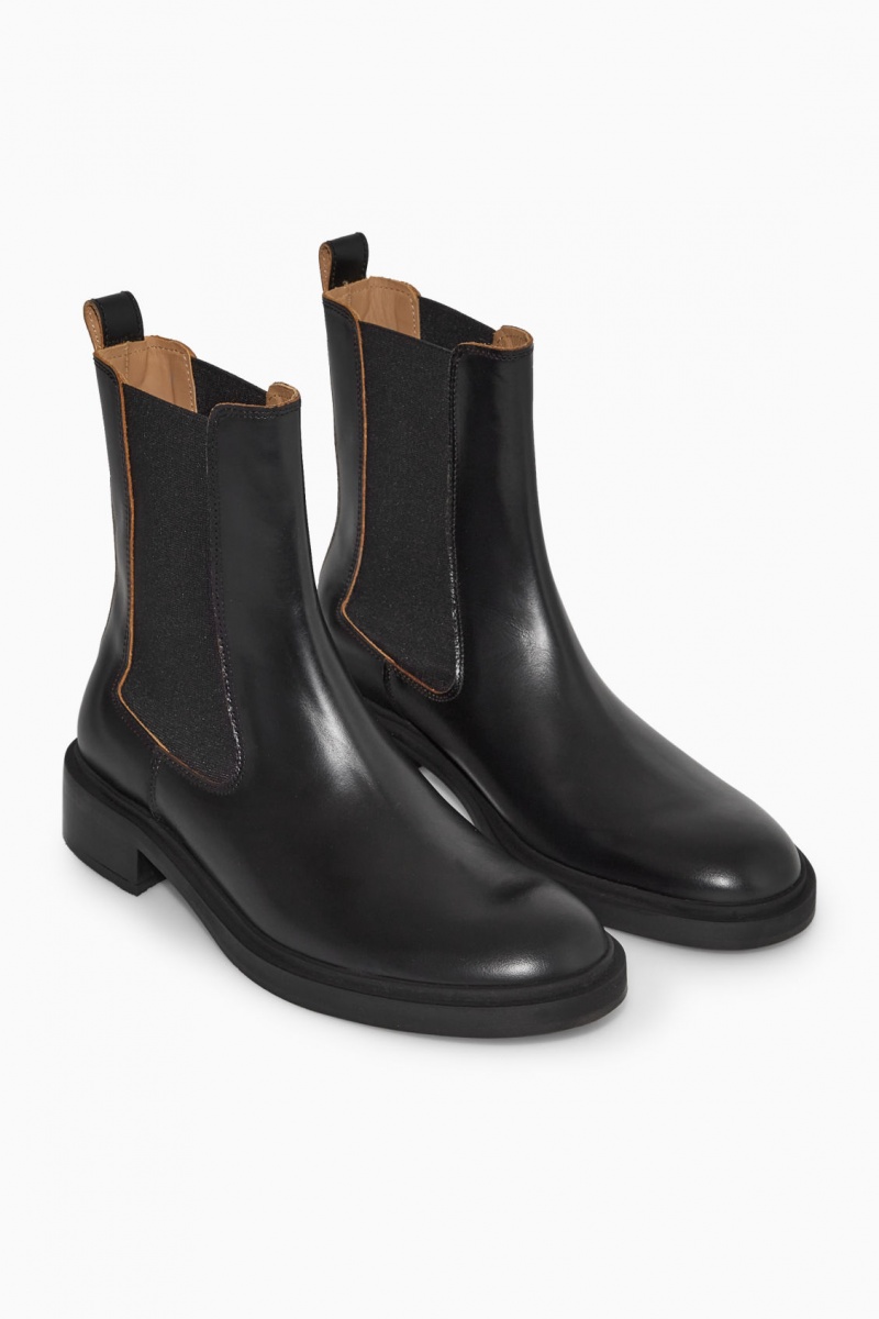 Botas Chelsea COS Cuero Mujer Negras España Rebajas 523HLFSUG