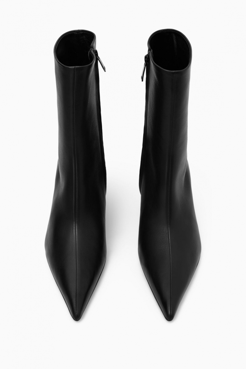 Botas Cuero COS Pointed Kitten-Heel Mujer Negras España Rebajas 923LODXFI