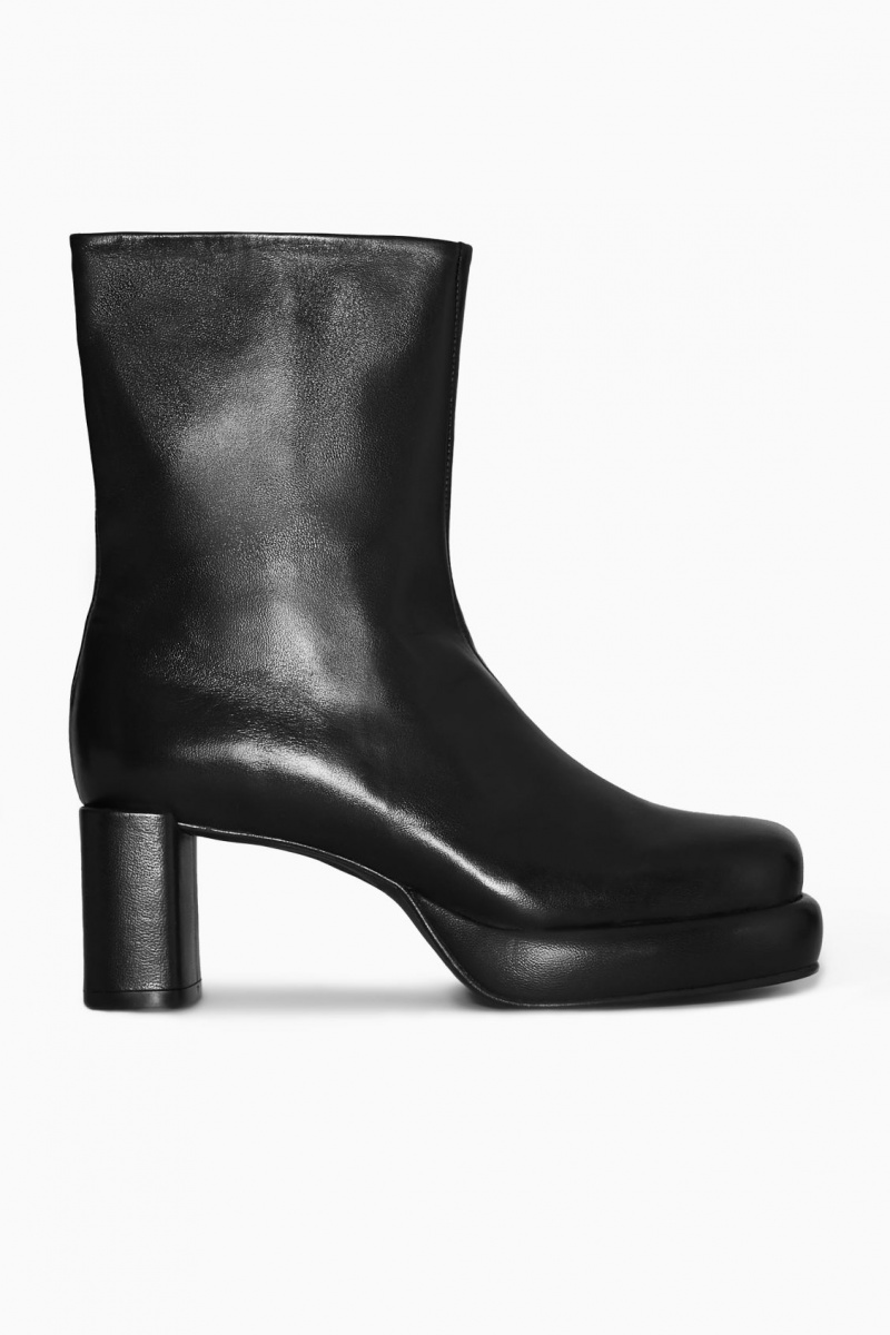 Botas Plataforma COS Square-Puntera Mujer Negras España Rebajas 923SAKNGR