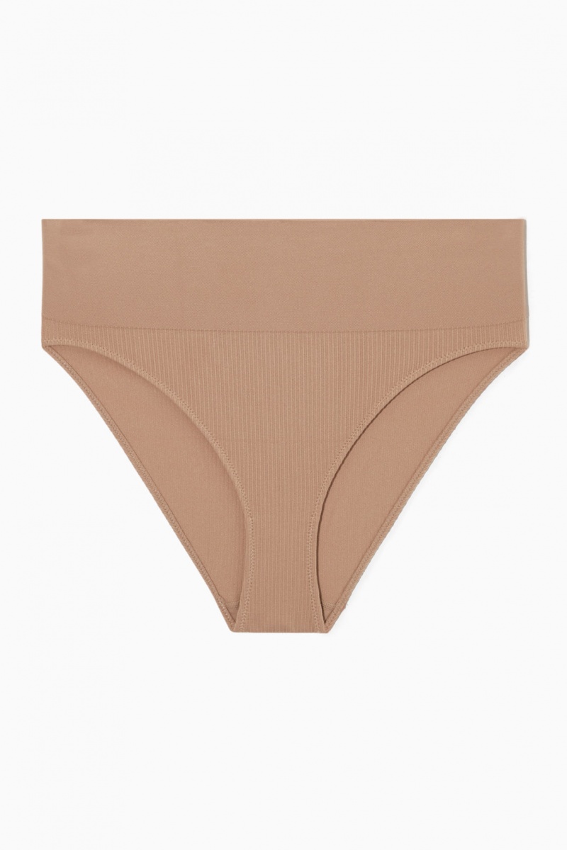 Bragas COS High-Waisted Acanalado Mujer Beige España Rebajas 684MYOIBV