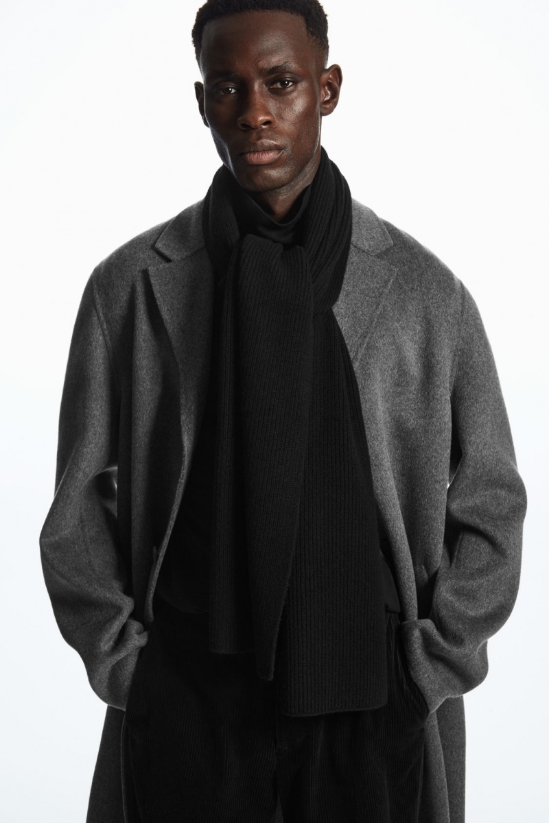 Bufanda COS Cashmere-Blend Hombre Negras España Rebajas 370IZMTEQ