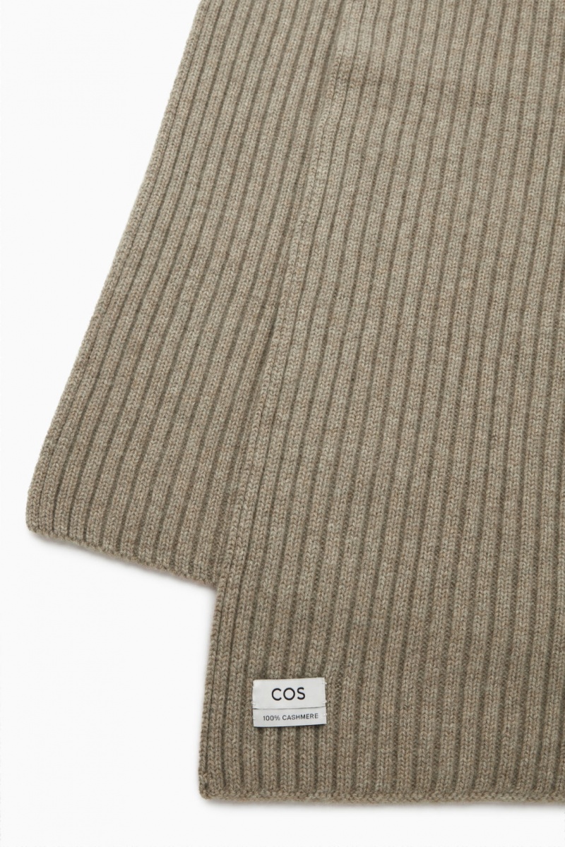 Bufanda COS Fornido Acanalado-Knit Pure Cashmere Mujer Beige España Rebajas 194BWYIQD