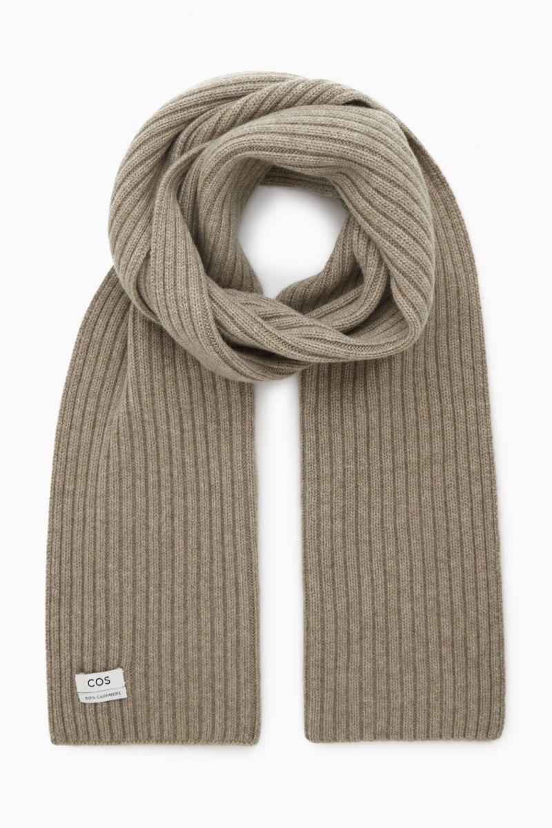 Bufanda COS Fornido Acanalado-Knit Pure Cashmere Mujer Beige España Rebajas 194BWYIQD