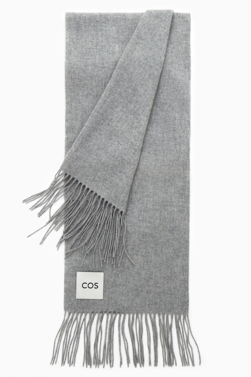 Bufanda COS Fringed Pure Lana Mujer Gris Claro España Rebajas 160UOMHCR