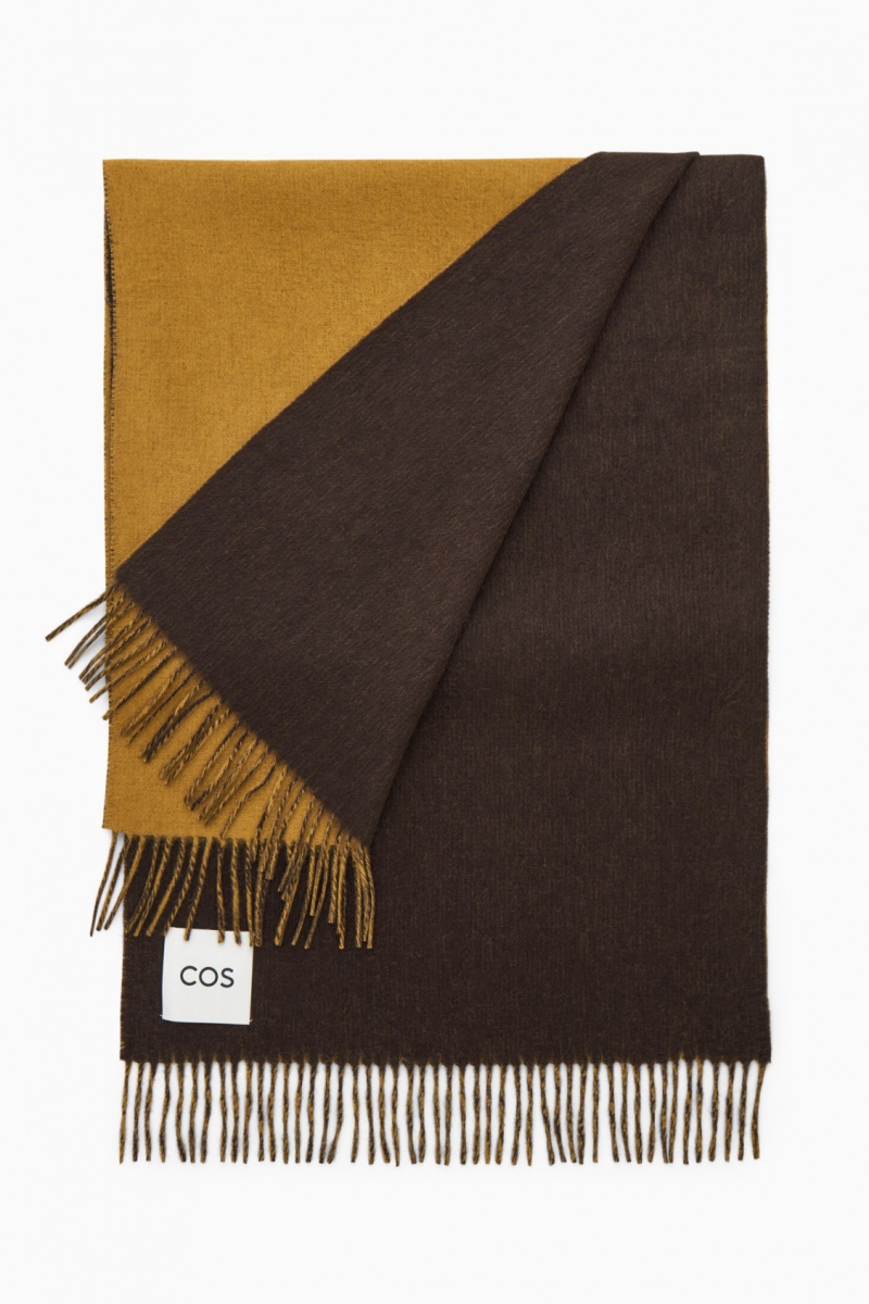 Bufanda COS Lana And Cashmere-Blend Fringed Hombre Marrones Oscuro España Rebajas 914CQBOXR