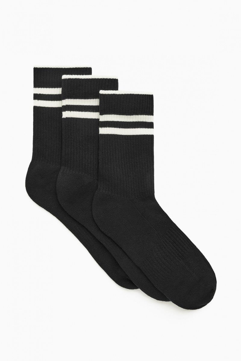 Calcetines COS 3-Pack Acanalado Sports Hombre Negras España Rebajas 518PCKYRJ