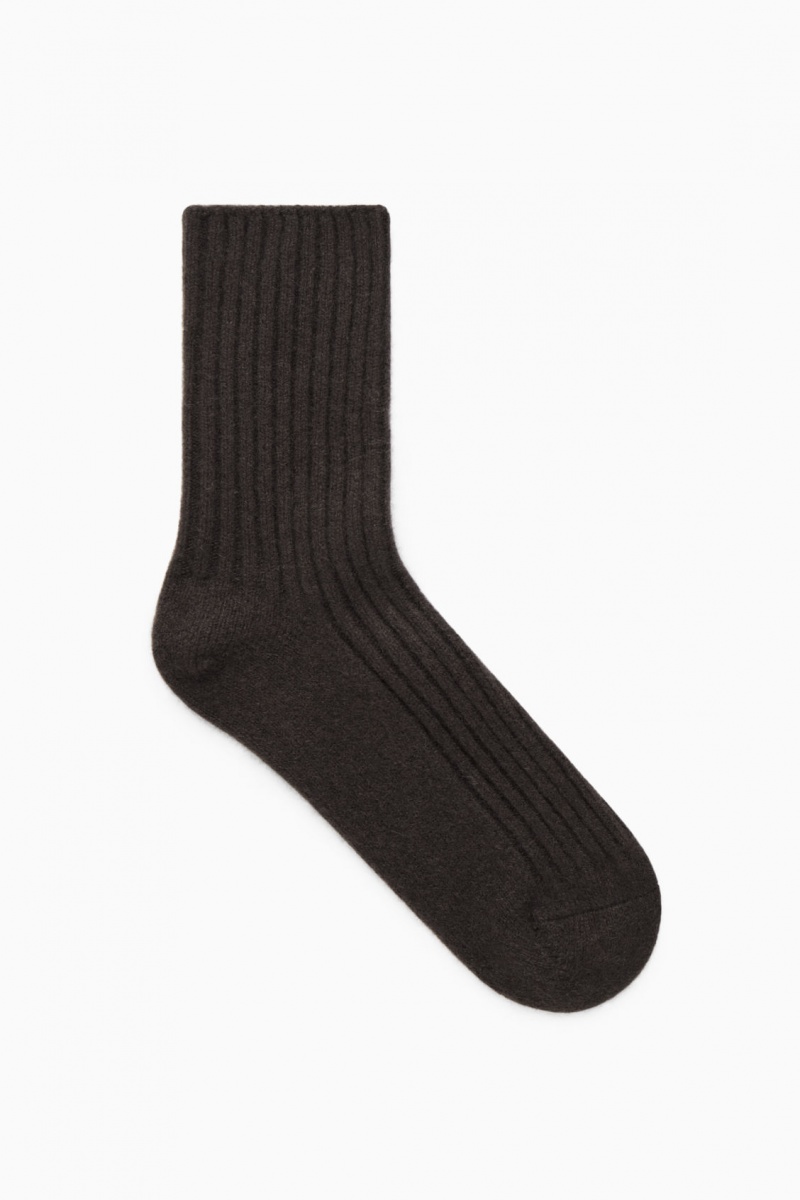 Calcetines COS Acanalado Cashmere Mujer Marrones Oscuro España Rebajas 819UVFWZD