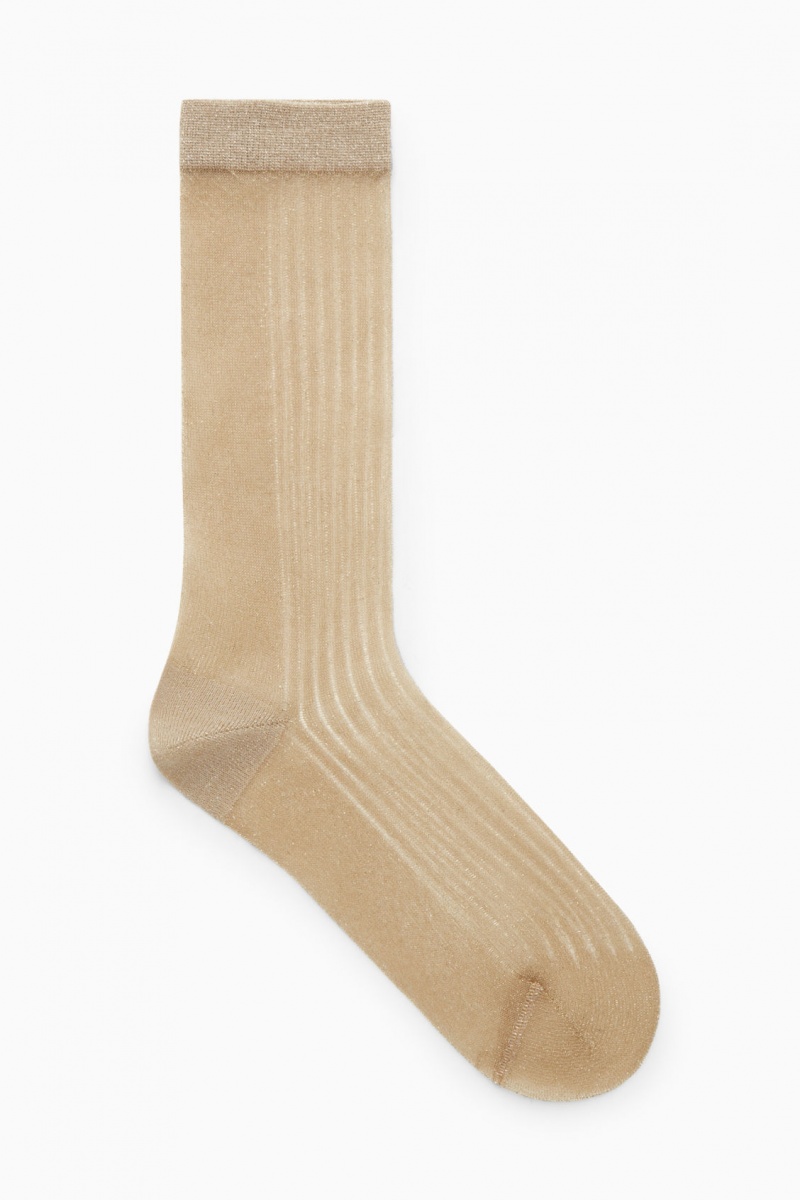 Calcetines COS Acanalado Sheer Mujer Beige Doradas España Rebajas 809RGJKSX