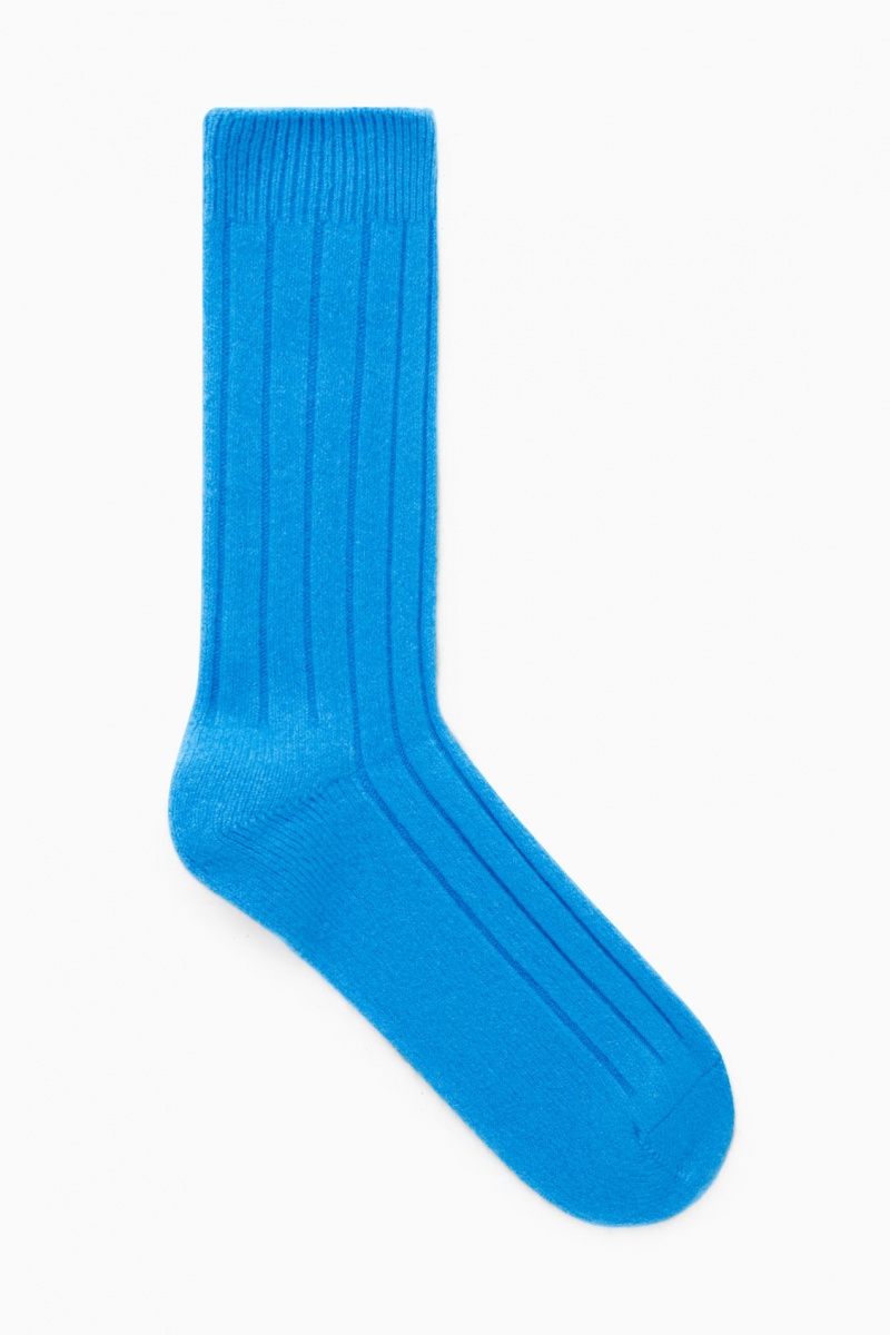 Calcetines COS Fornido Cashmere Hombre Azules Claro España Rebajas 714SXJTLM