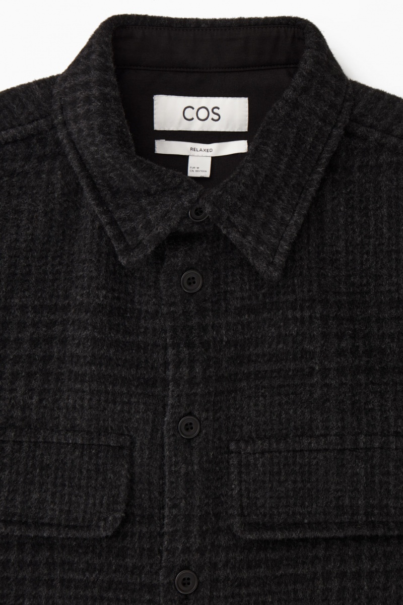 Camisas COS Checked Recycled Lana Overshirt Hombre Gris Oscuro España Rebajas 710JEGANU