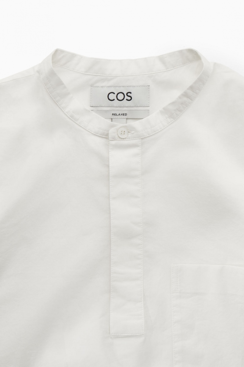 Camisas COS Grandad-Collar Half-Placket Hombre Blancas España Rebajas 017BMRWYD