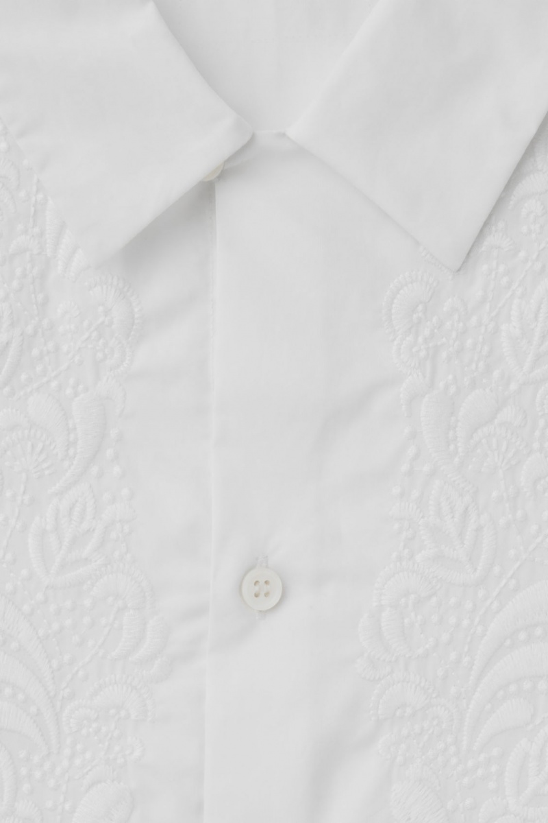 Camisas COS The Embroidered Corta-Sleeved Hombre Blancas España Rebajas 973WLJSTU