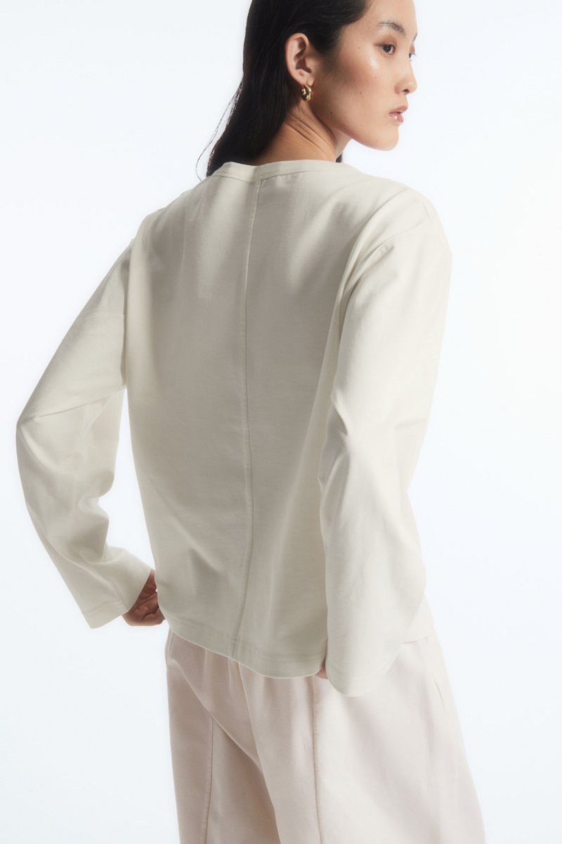 Camiseta COS Boxy Long-Sleeved Mujer Blancas España Rebajas 597CWDSYM