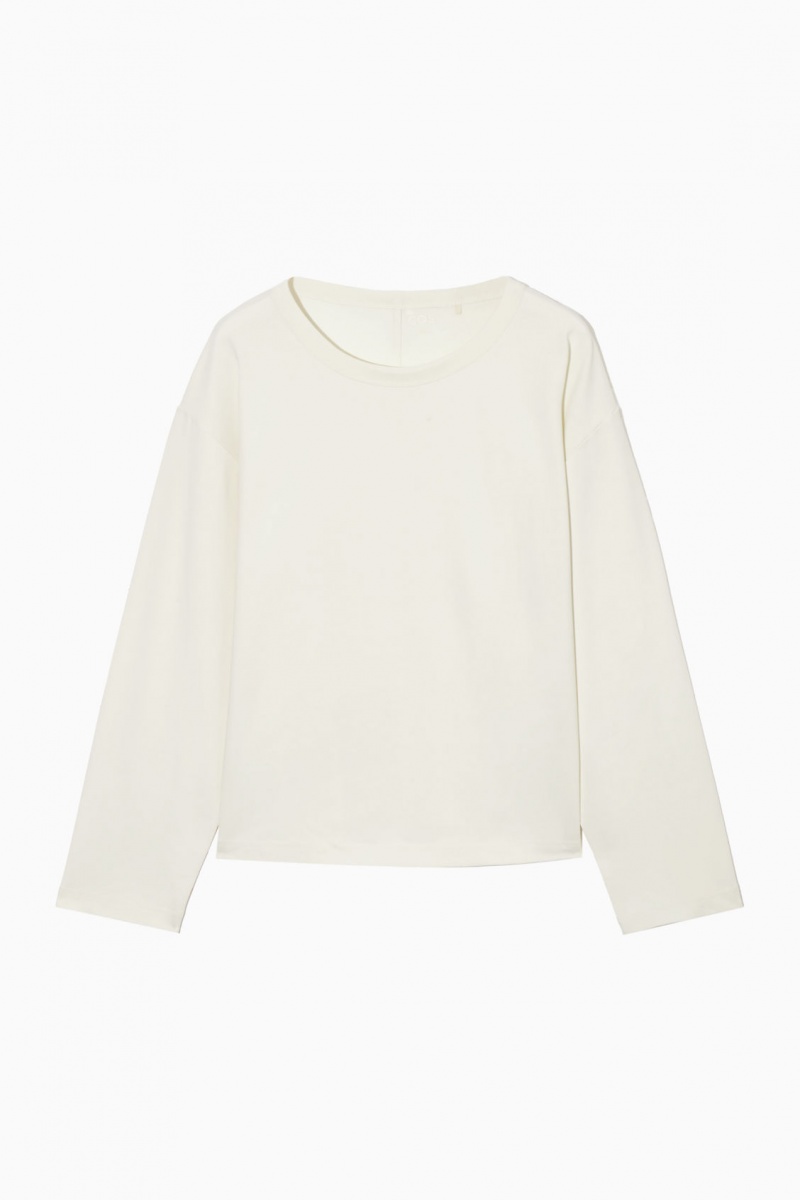 Camiseta COS Boxy Long-Sleeved Mujer Blancas España Rebajas 597CWDSYM