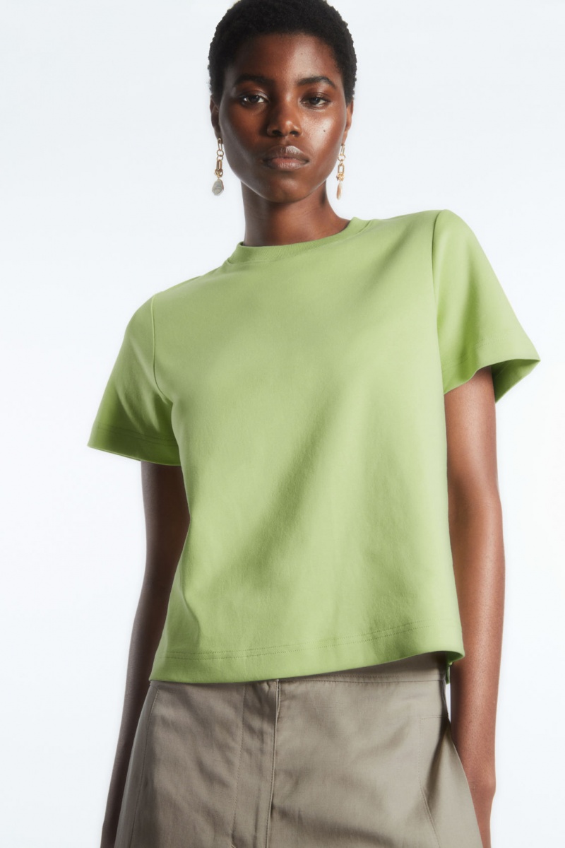 Camiseta COS The Clean Cut Mujer Verde Claro España Rebajas 013BFWEYH