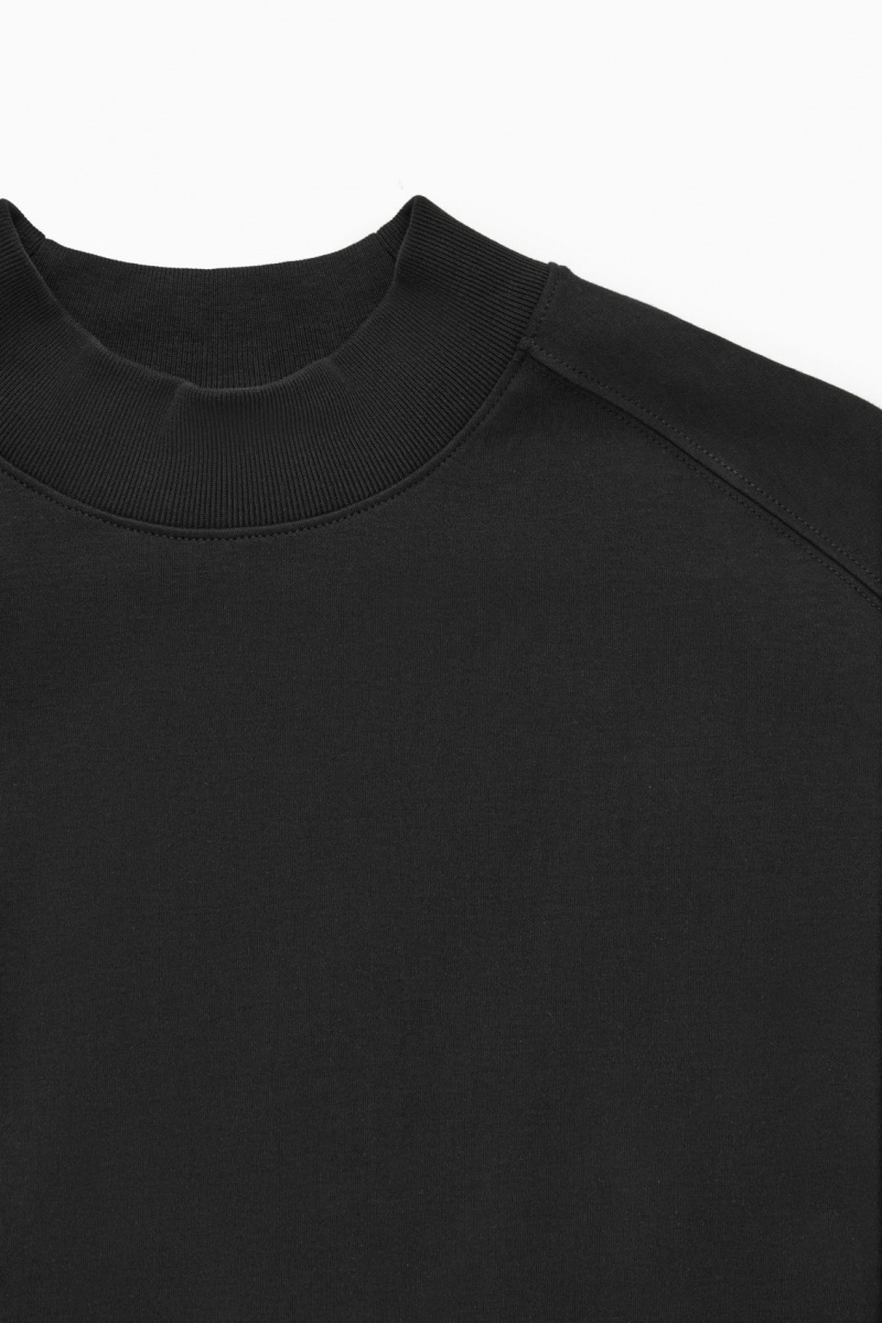 Camiseta COS Waisted Mock-Neck Mujer Negras España Rebajas 372OFSVAL