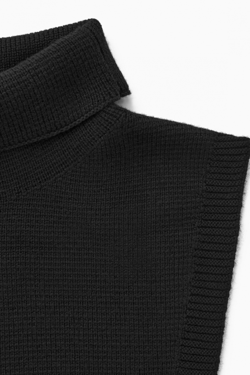 Chaleco COS Lana Rollneck Collar Hombre Negras España Rebajas 471WHMEFZ