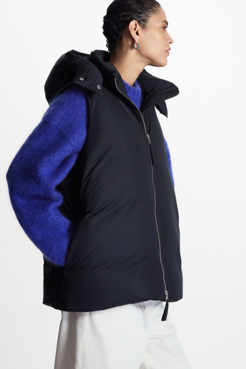 Chaquetas COS Encapuchado Sin Manga Puffer Mujer Azul Marino España Rebajas 021TOFLNY