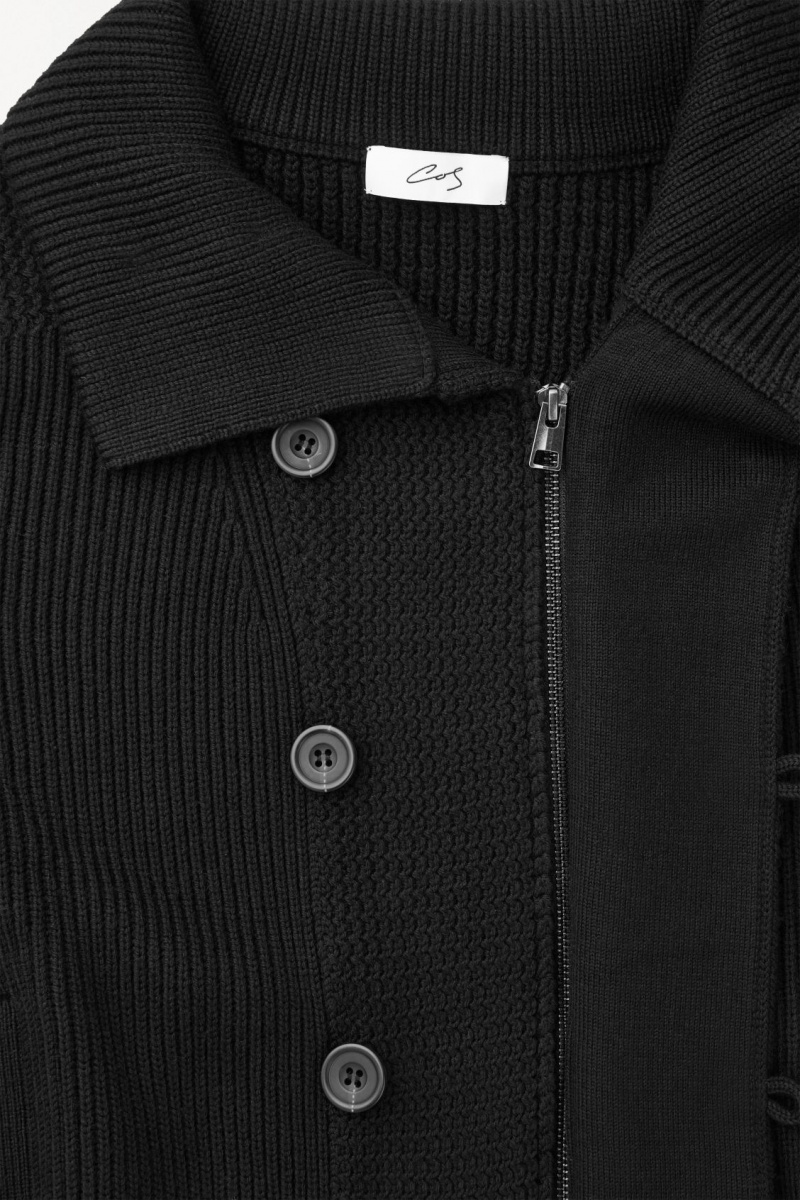 Chaquetas COS The Funnel-Neck De Punto Lana Hombre Negras España Rebajas 234AFHLEM