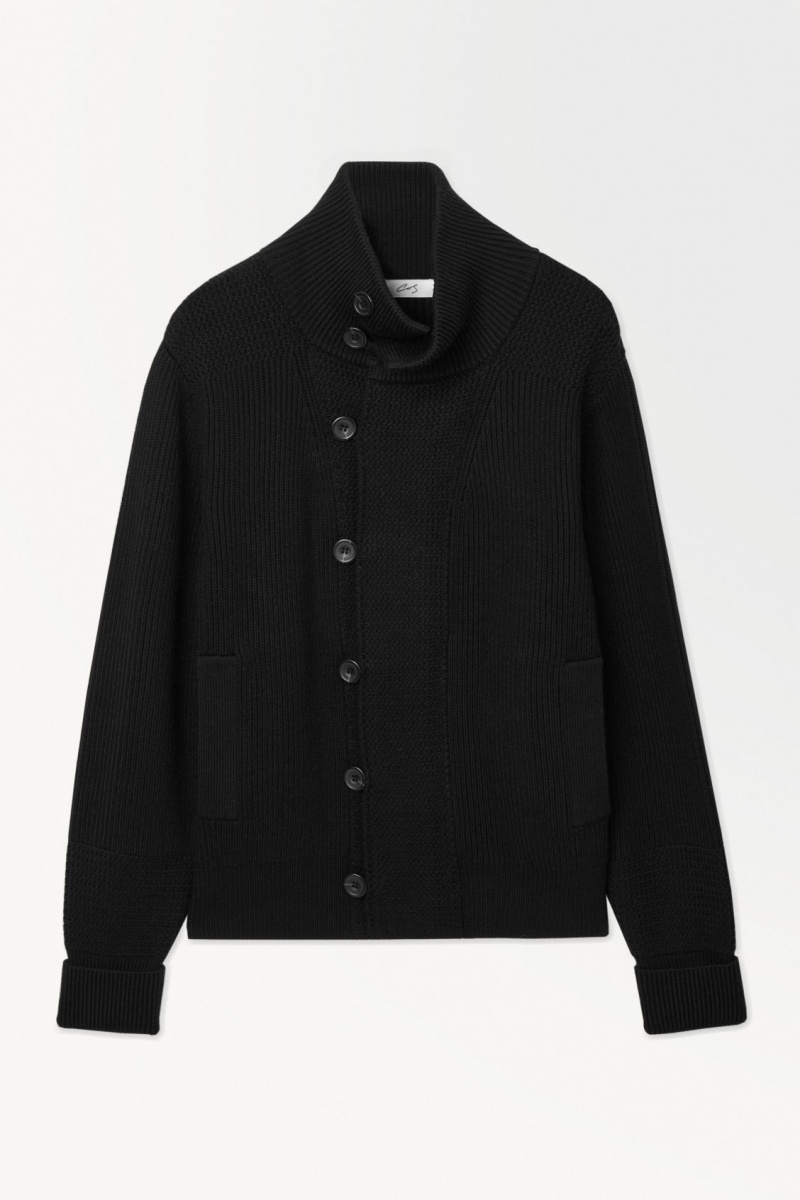 Chaquetas COS The Funnel-Neck De Punto Lana Hombre Negras España Rebajas 234AFHLEM