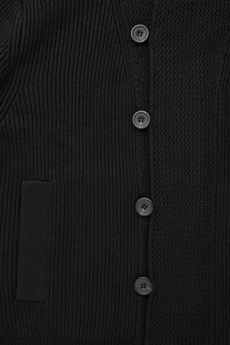 Chaquetas COS The Funnel-Neck De Punto Lana Hombre Negras España Rebajas 234AFHLEM