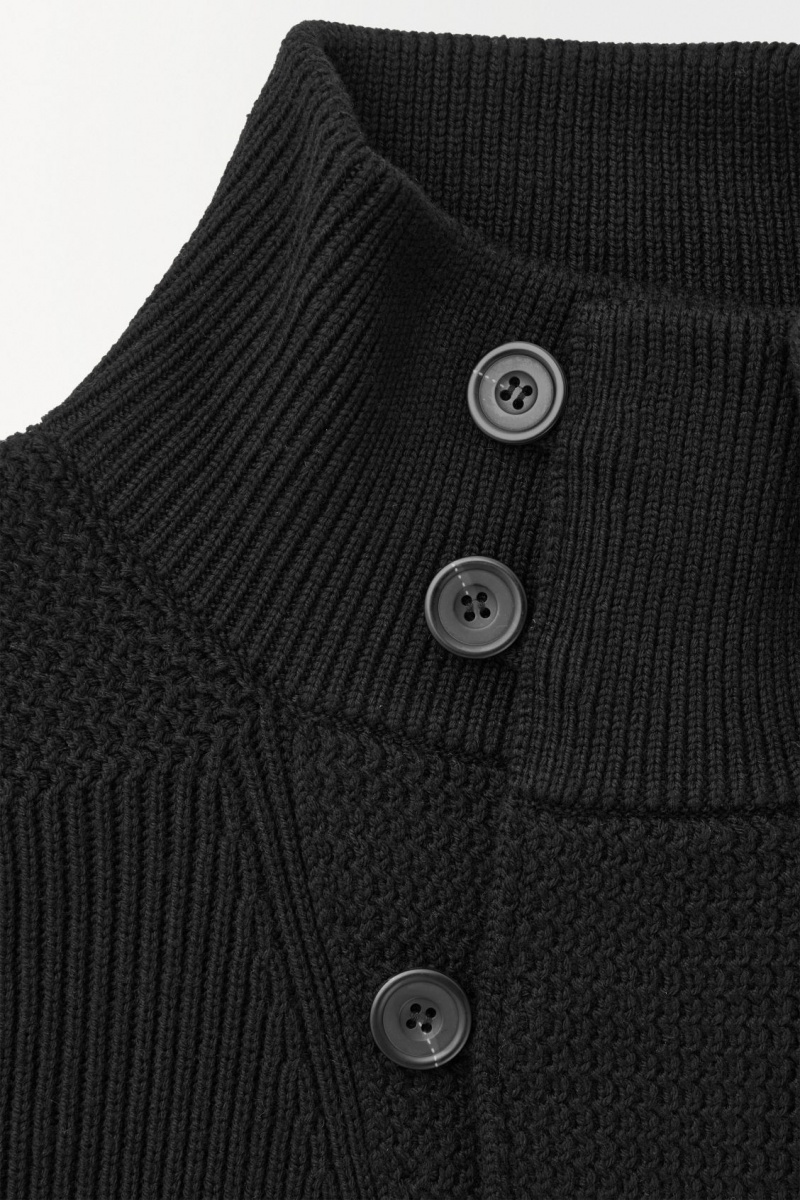 Chaquetas COS The Funnel-Neck De Punto Lana Hombre Negras España Rebajas 234AFHLEM