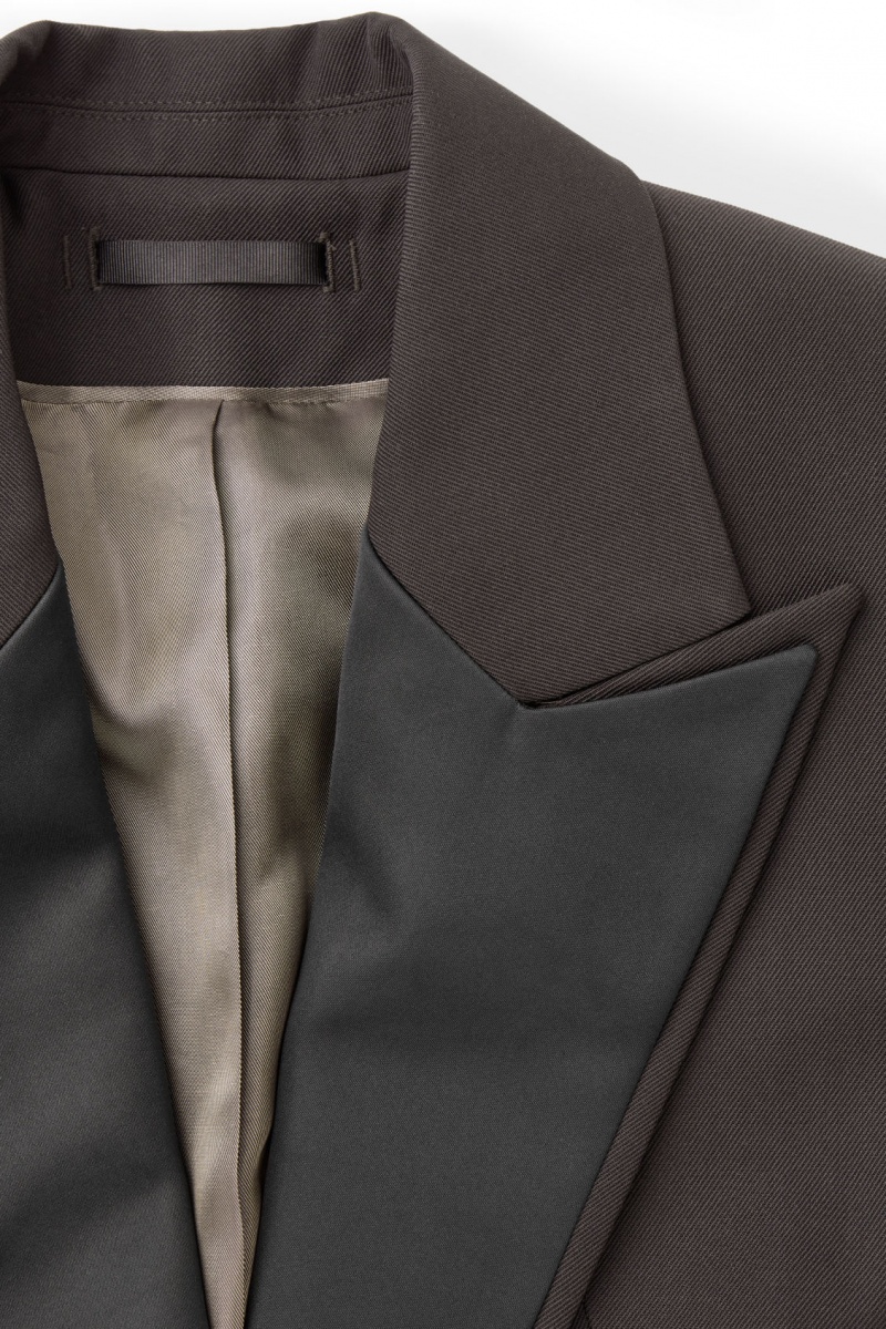 Chaquetas COS The Satin-Lapel Tuxedo Mujer Marrones Oscuro España Rebajas 276VZSXAK