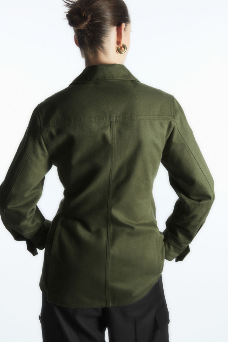 Chaquetas COS Twill Utility Mujer Kaki Verde España Rebajas 071WCRTAD