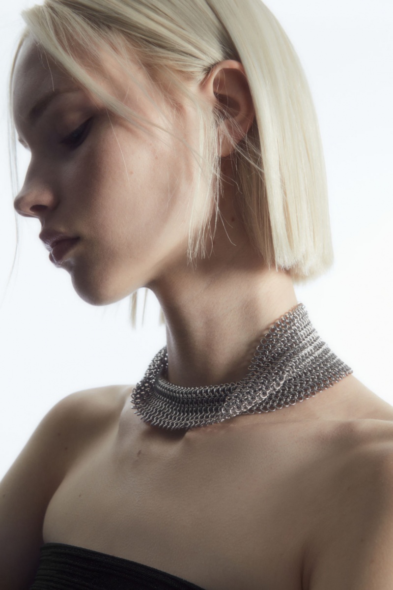 Collar COS Chainmail Choker Mujer Plateadas España Rebajas 391LDHIQN