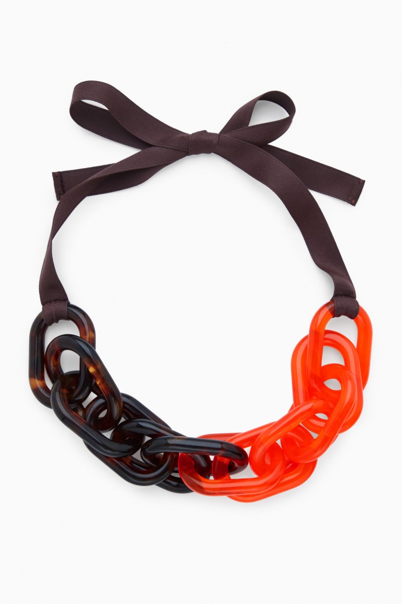 Collar COS Oversized-Link Grosgrain Ribbon Mujer Naranjas España Rebajas 108AEWLSB