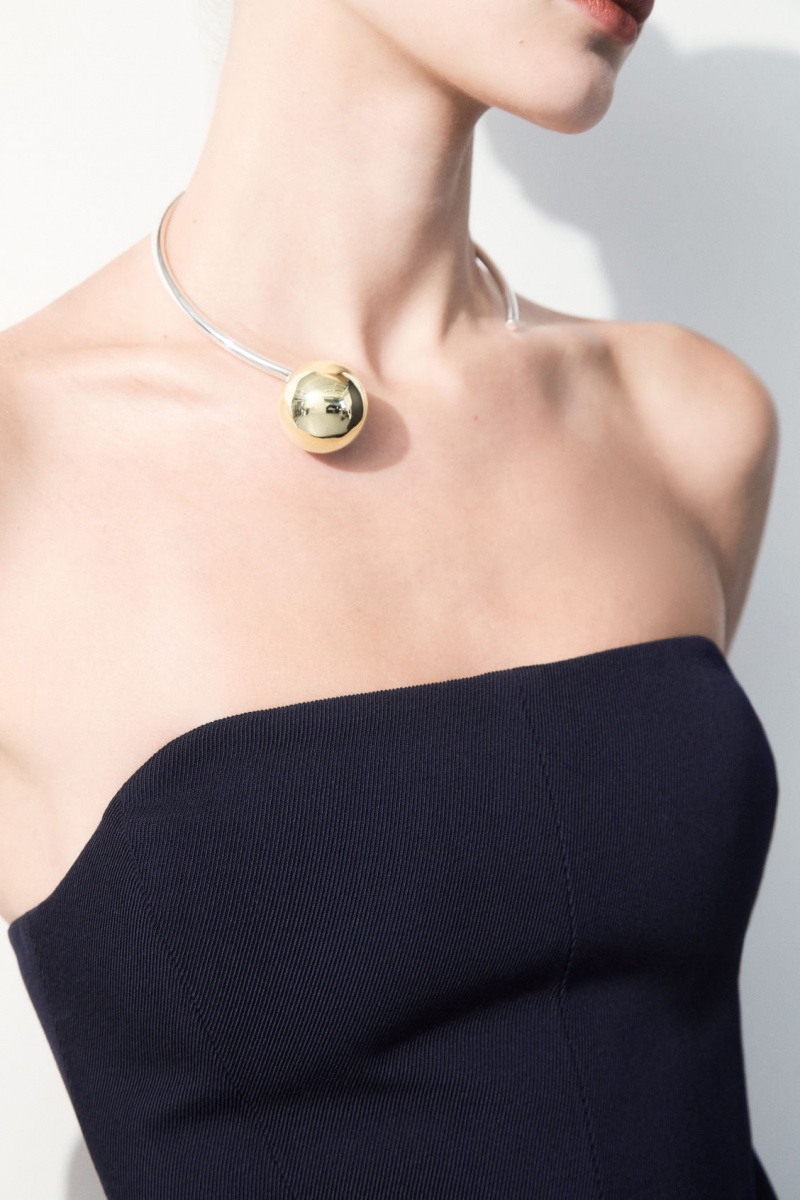 Collar COS The Sphere Mujer Plateadas España Rebajas 983KBWYHG