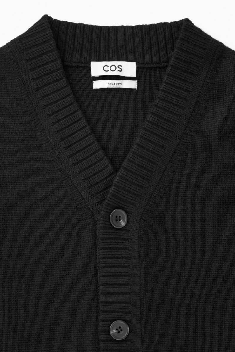 Cárdigan COS V-Neck Lana-Blend Hombre Negras España Rebajas 190HZRBVU